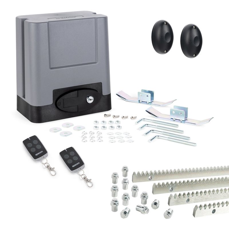APACOM - Kit motor portón ROLLER400M, 400 kg, 4 m cremallera metal y fotocelda