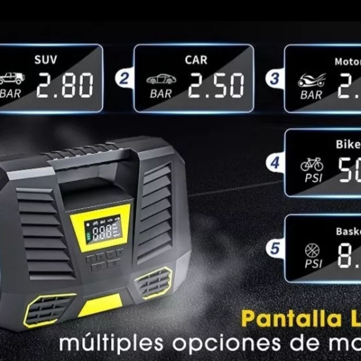 GENERICO - Mini Compresor De Aire Portátil Digital Linterna Auto Hogar