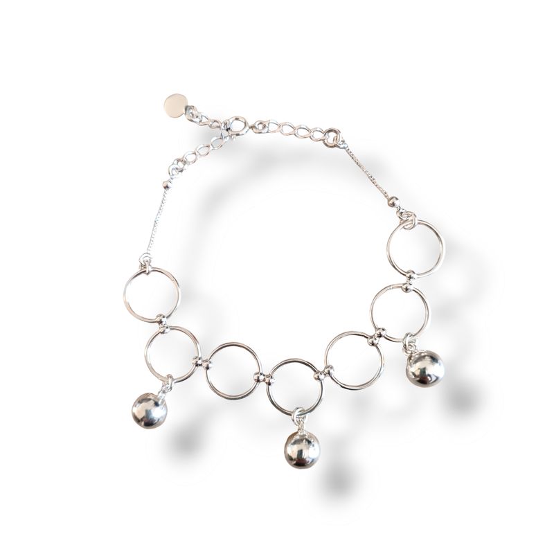 GENERICO - Pulsera de Plata Italiana Círculos regalo para mujer