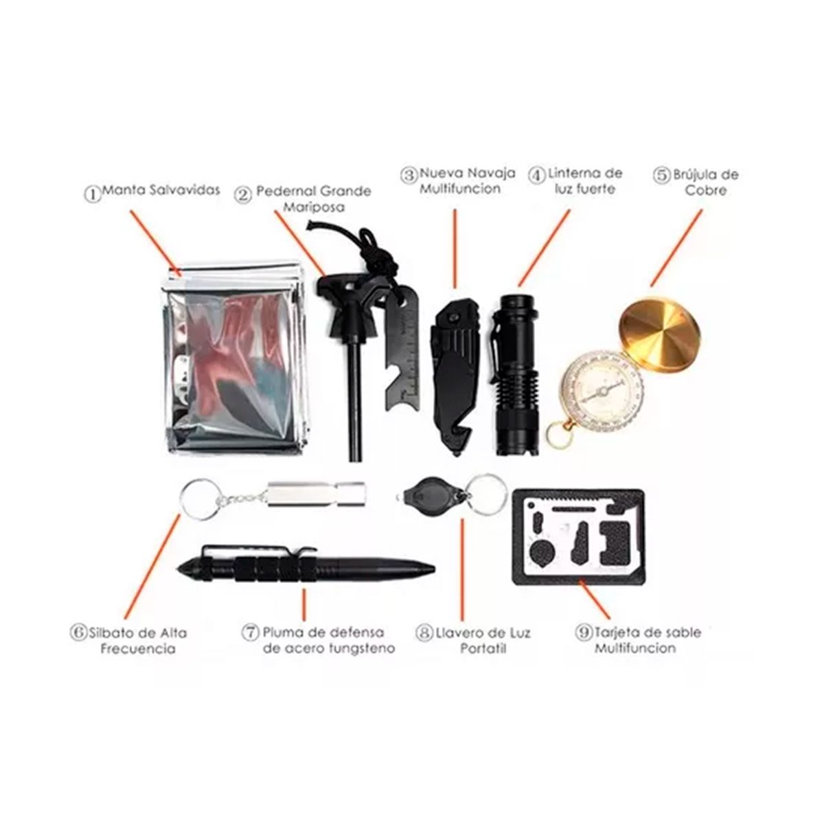 GENERICO - Set de Herramientas para Camping 10 En 1
