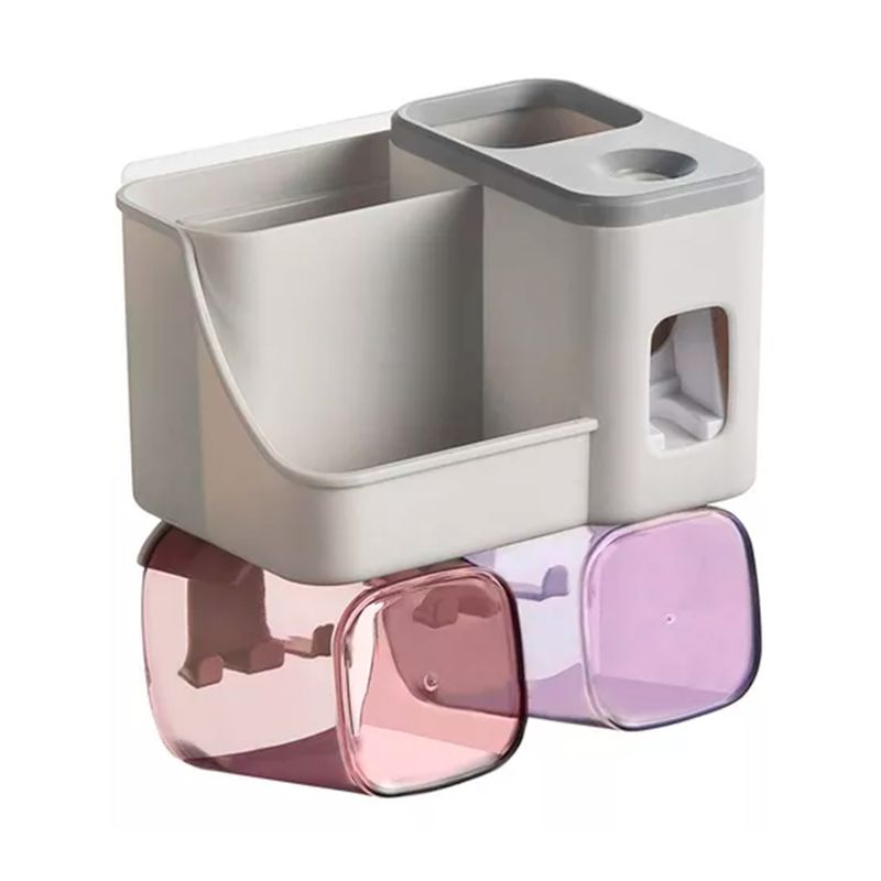 GENERICO - Dispensador Pasta Dental Cepillos Organizador Baño 2 Vasos