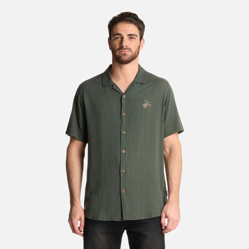 HAKA HONU - Camisa Hombre Linaje Verde Militar Haka Honu