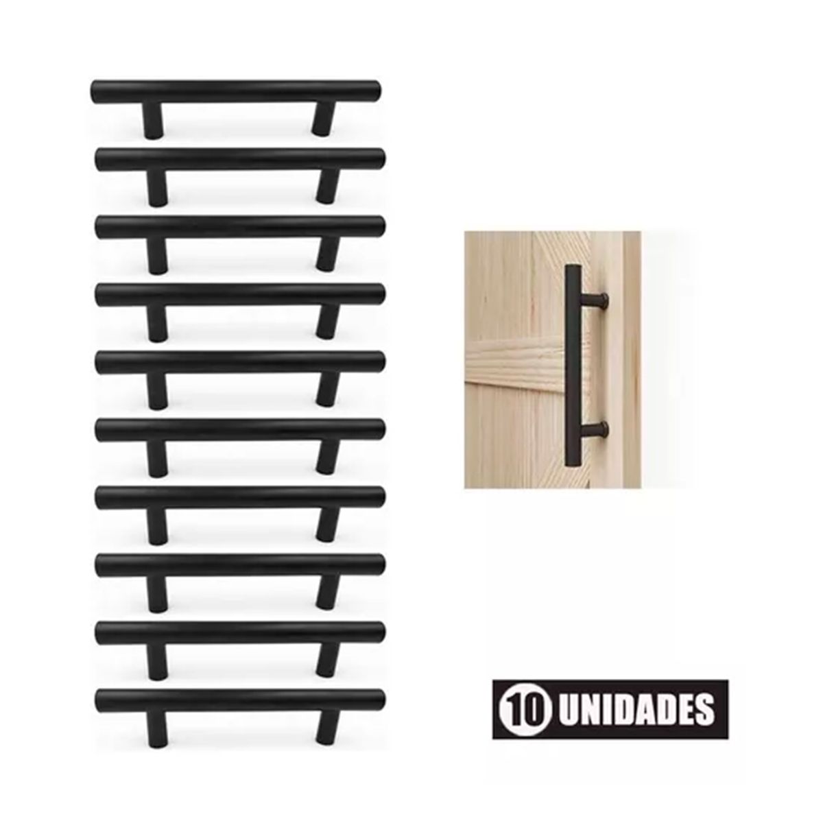 GENERICO - 10 Unidade Tirador Inoxidable Mango De Puerta 200x12mm Negro