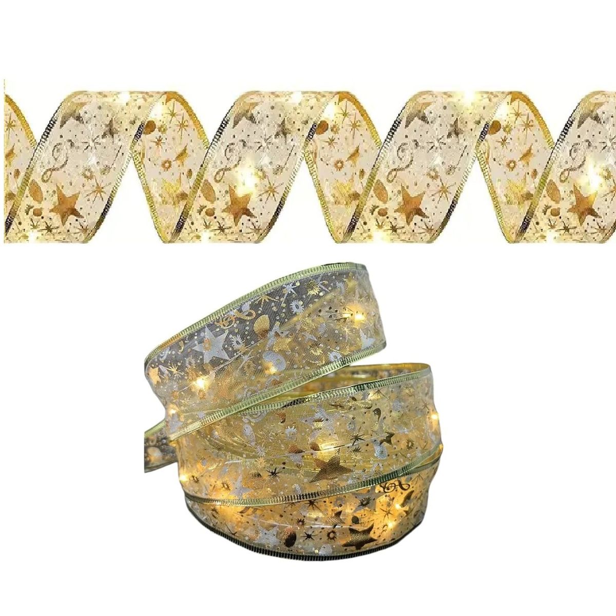 GENERICO - Cinta Led Calidas 5 Metros Dorada Luces Pila A A Navidad