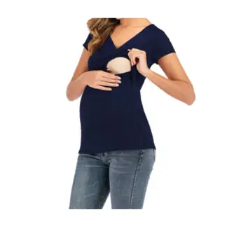 KIVARA - Polera Lactancia Maternidad Sofia Manga Corta Azul Marino