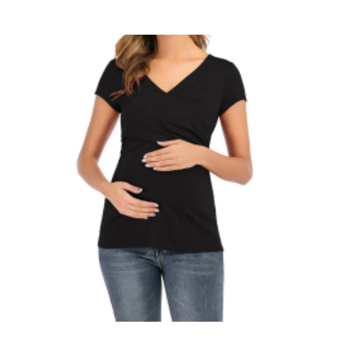 KIVARA - Polera Lactancia Maternidad Sofia Manga Corta Negra