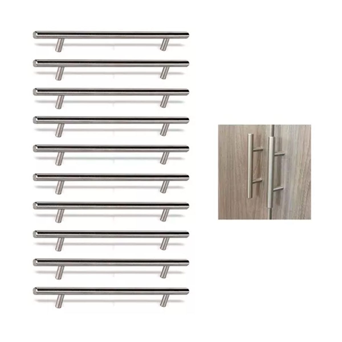 GENERICO - Pack 10 Tiradores Inoxidables 15 Cms Plateado