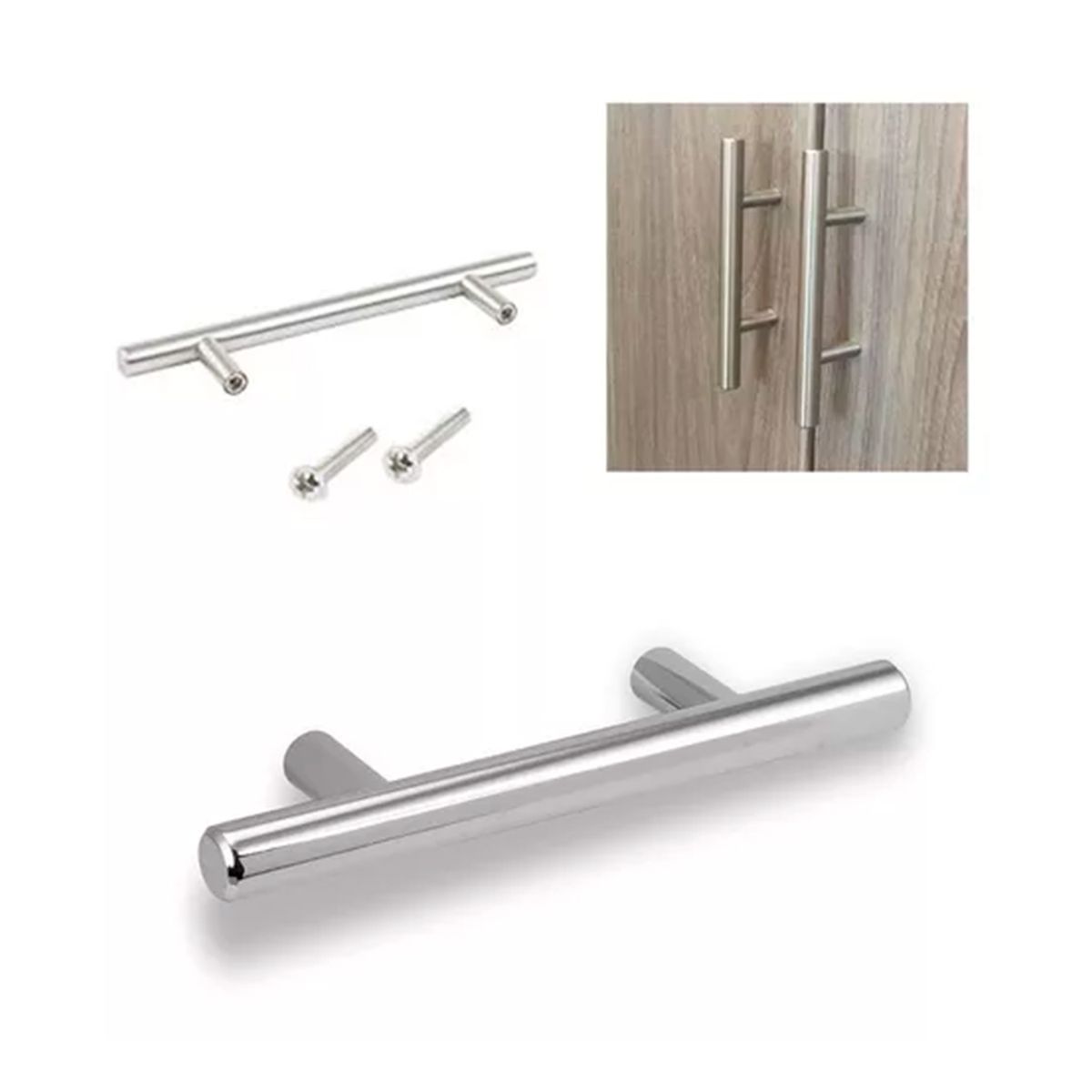 GENERICO - Pack 10 Tiradores Inoxidables 15 Cms Plateado