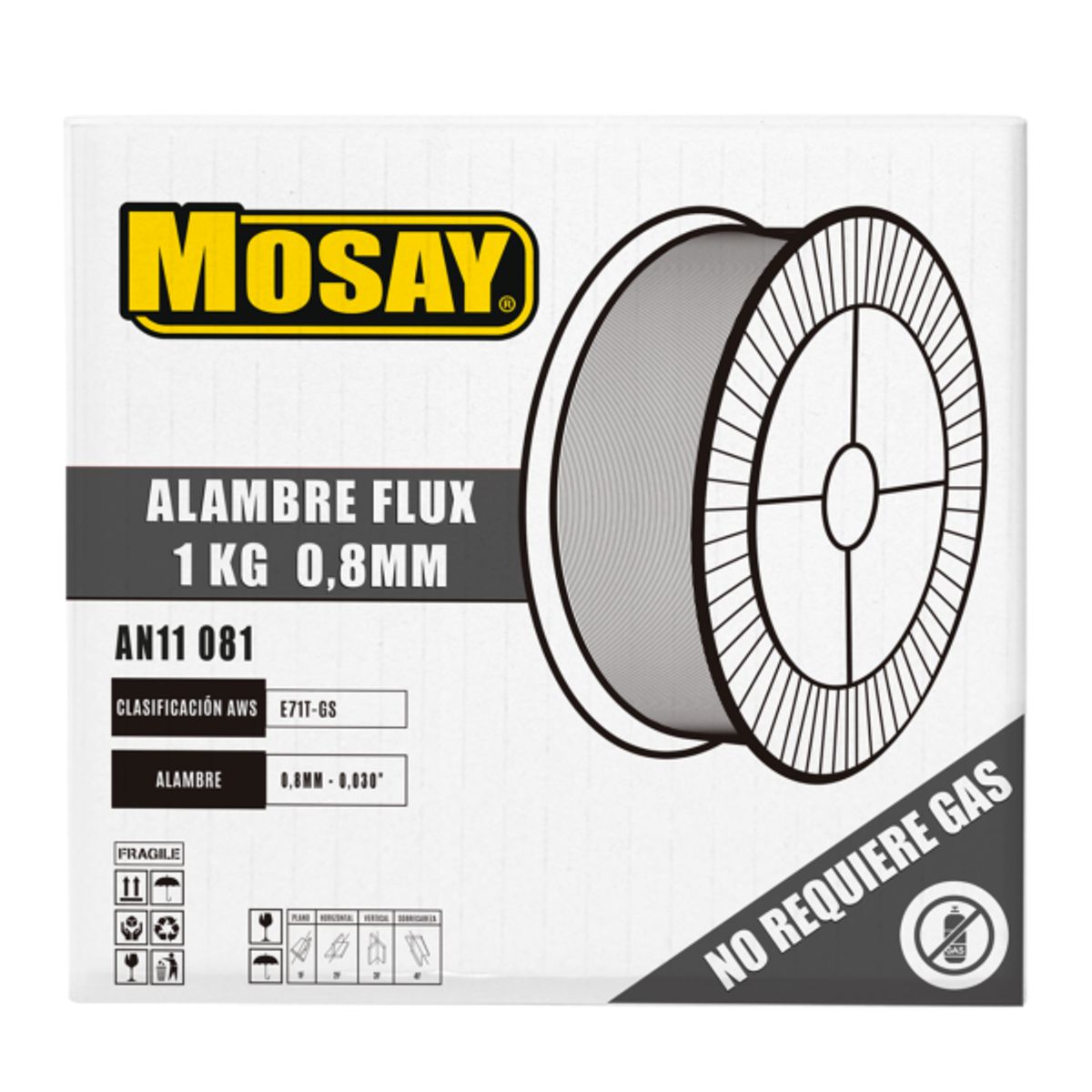 MOSAY - Soldadura Alambre Mig Flux 08mm 1kg Mosay