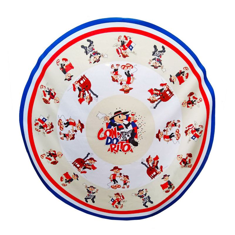 GENERICO - MANTEL DE TELA MESA REDONDA LAVABLE 180 CM FIESTAS PATRIAS CUECAZO