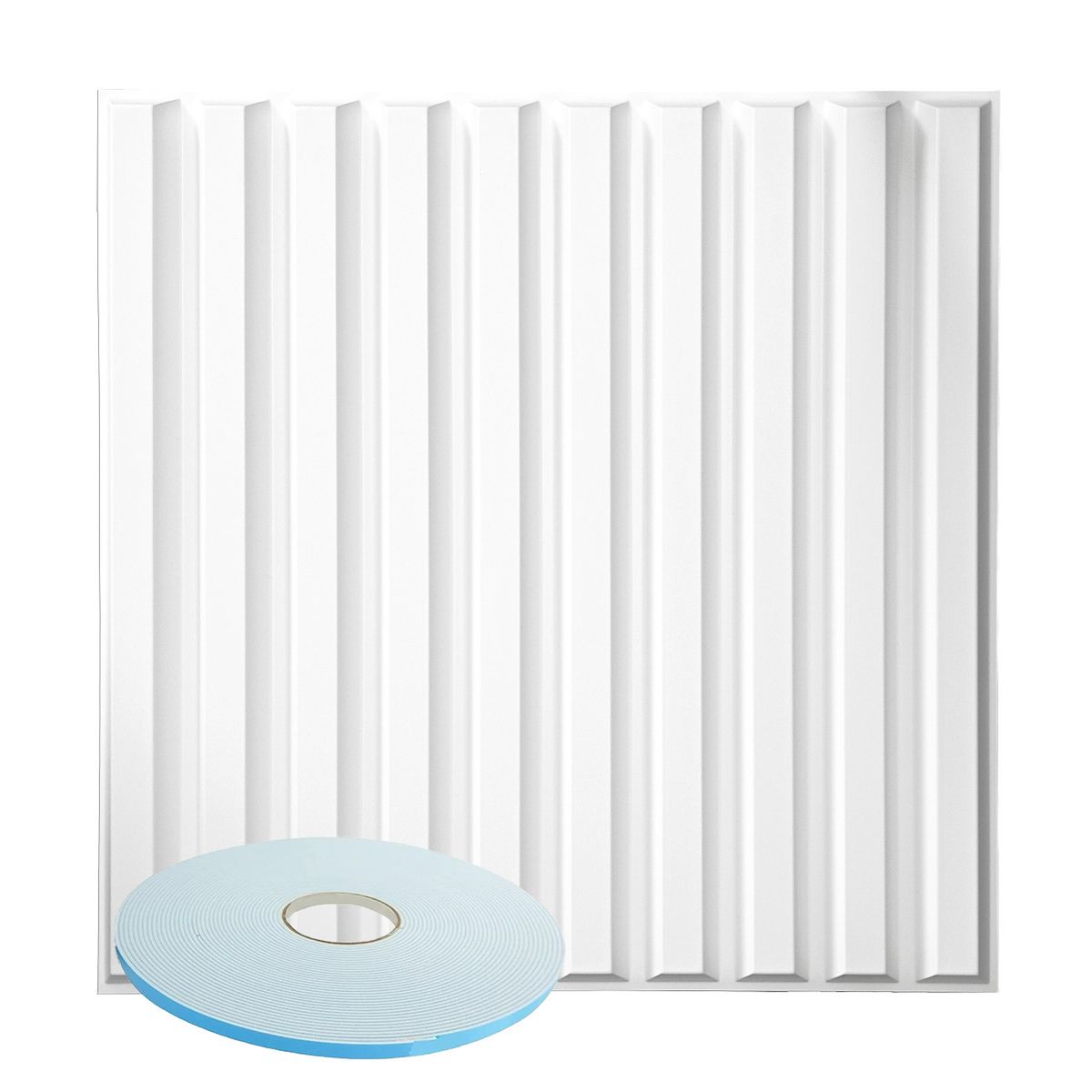 MERCAR RAY - Wall Panel Decorativo 3D PVC Liston Blanco 3m² 12 paneles 50x50cm