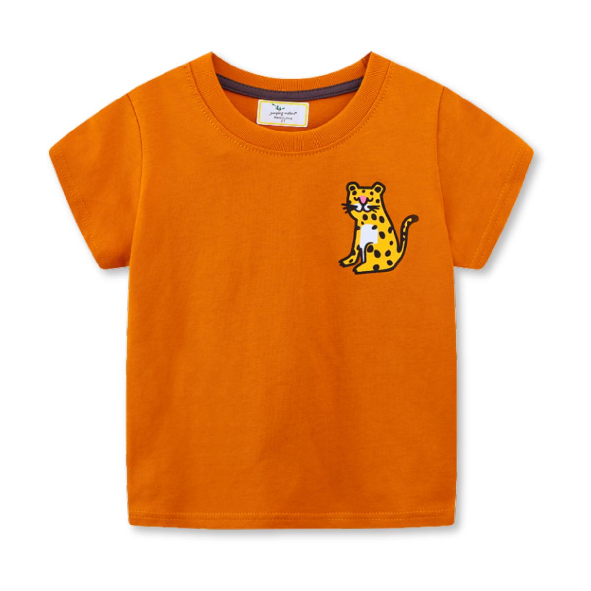 JUMP KIDS - Polera Niño Algodón Manga Corta Jump Kids Leopardo Feliz