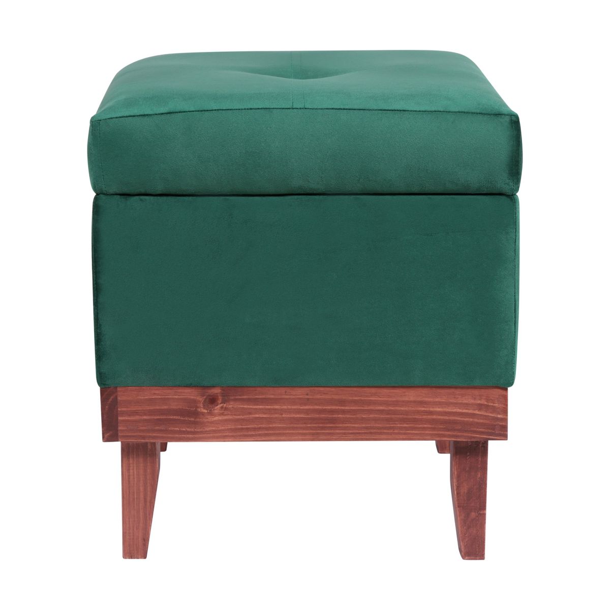 GENERICO - Pouf Baúl Emilia Verde Botella Felpa 45x45x46 cm Máxima Design