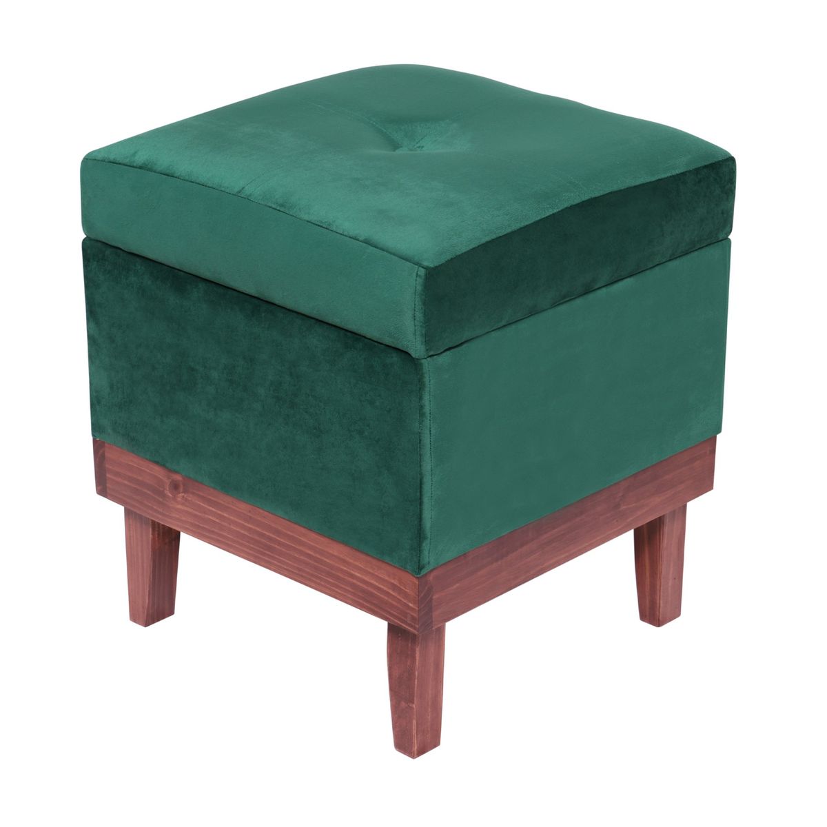 GENERICO - Pouf Baúl Emilia Verde Botella Felpa 45x45x46 cm Máxima Design