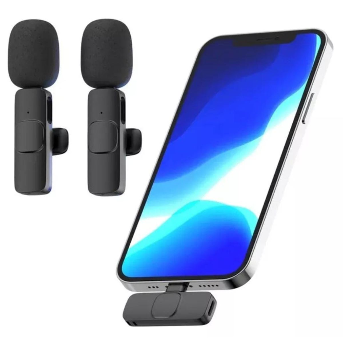 GENERICO - Microfono Inalambrico Solapa Lavalier - Negro - Entrada USB C