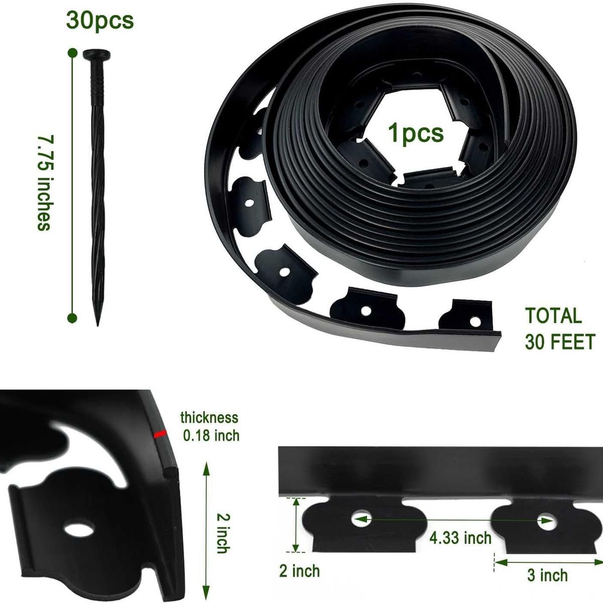 KUANGYE - Limitador De Jardín Separador De Césped Burlete 5cmx10m