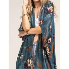 MOSS ROSE - Estampado floral bohemio para mujer Cover up beachwear coverup
