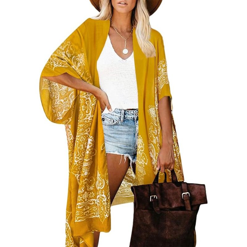 MOSS ROSE - Estampado bohemio para mujer Cover up beachwear coverup