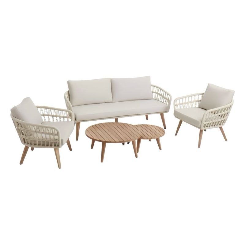 ELEMENT DESIGN - Juego de Living de Terraza Brisa 4 Personas Cuerdas - Beige/Natural