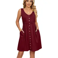 BLWOENS - Vestido casual de verano para mujeres - Rojo