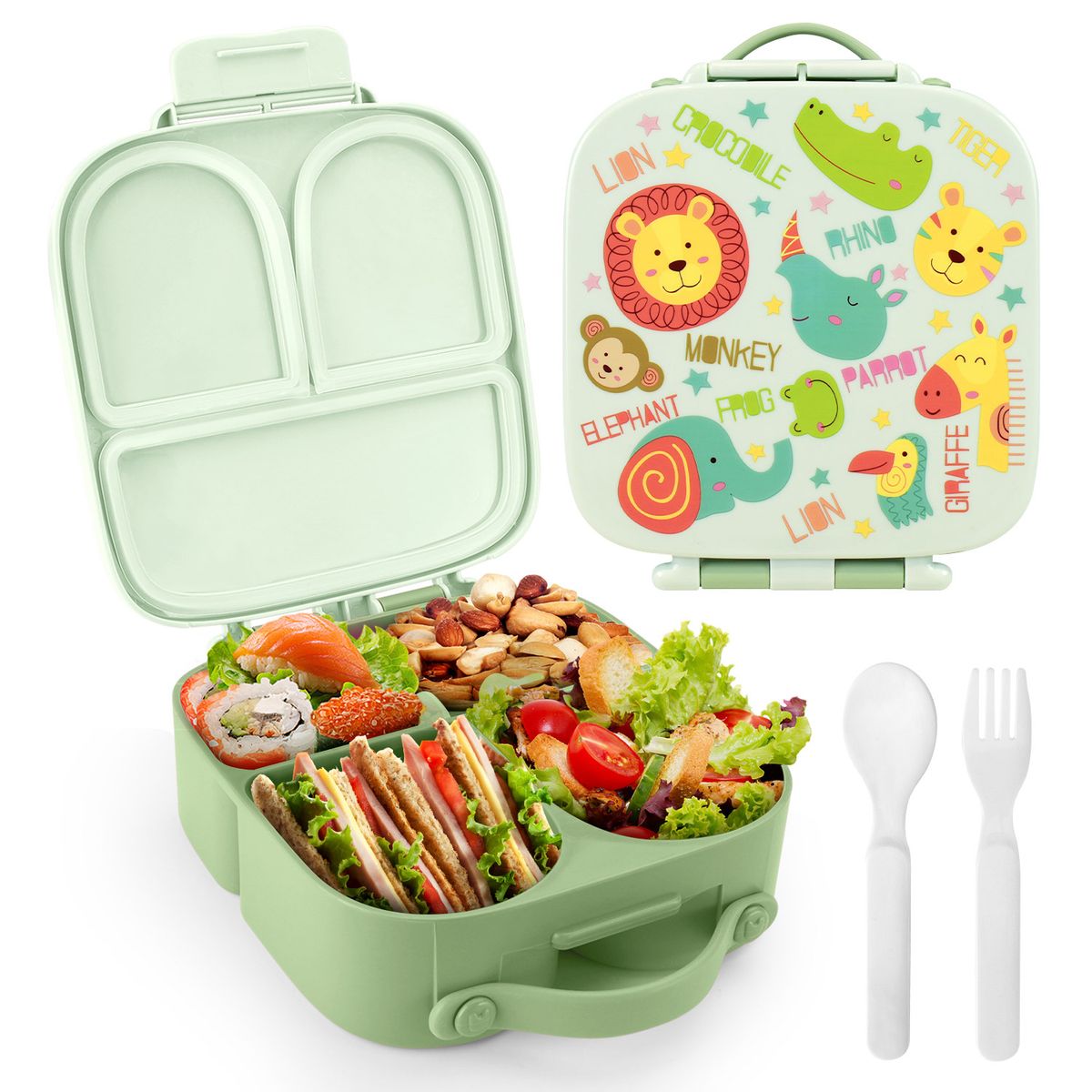 LUKOVEE - Set Lonchera Fiambrera Escolar Cubiertos Bento Box Niño Niña