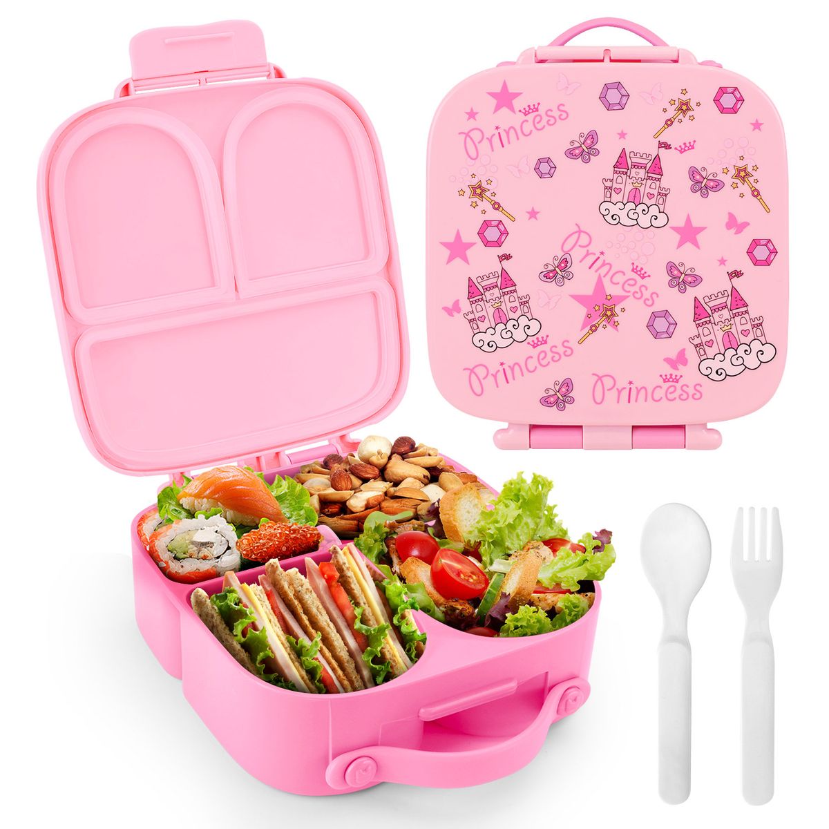 LUKOVEE - Set Lonchera Fiambrera Escolar Cubiertos Bento Box Niño Niña