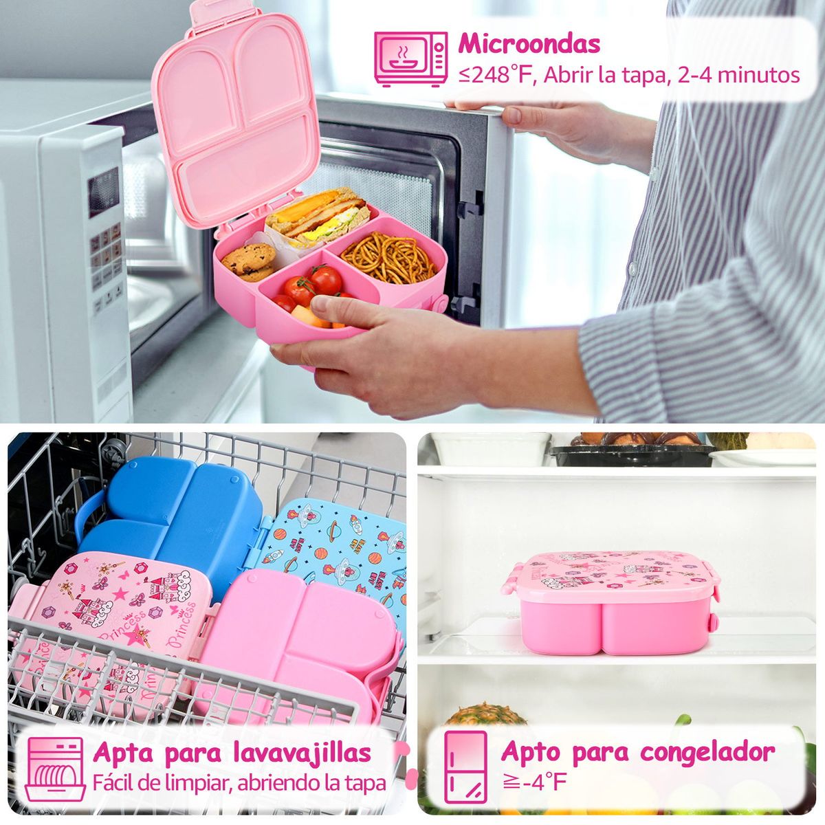 LUKOVEE - Set Lonchera Fiambrera Escolar Cubiertos Bento Box Niño Niña