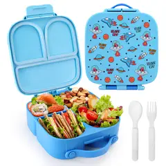 LUKOVEE - Set Lonchera Fiambrera Escolar Cubiertos Bento Box Niño Niña