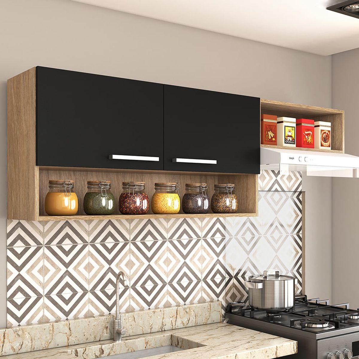 VEKKAHOME - MUEBLE AEREO MADRI BLACK