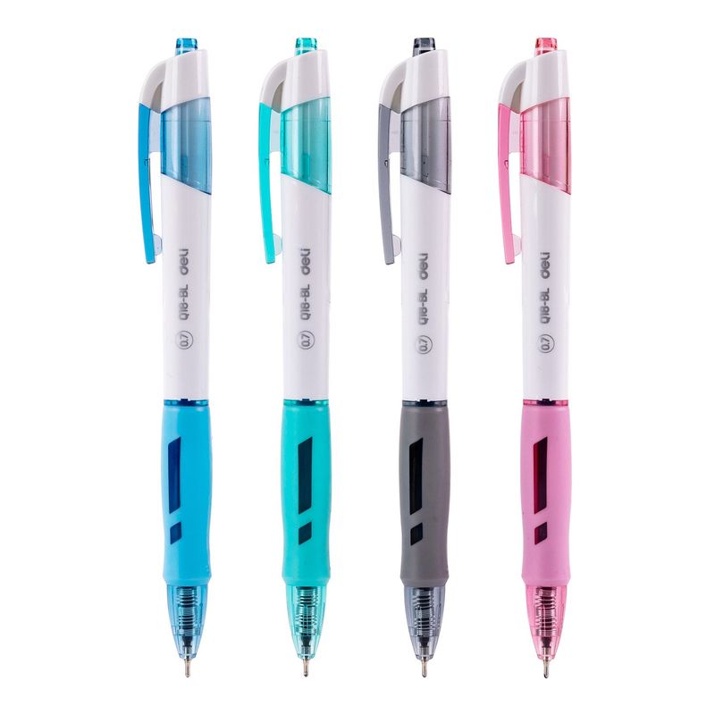 DELI - pack 12 Lápiz bolígrafo punta mini 07mm azul secado rapido