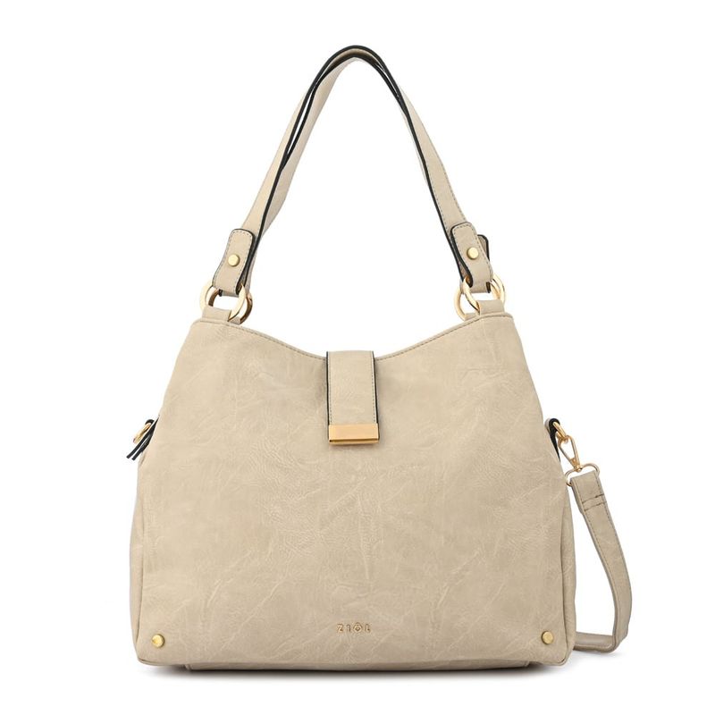 ZIOL - Cartera dos asas tres divisiones mediana alida blanco crudo