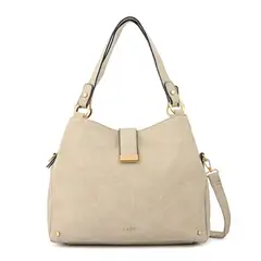 ZIOL - Cartera dos asas tres divisiones mediana alida blanco crudo
