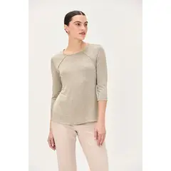 MA GRIFFE - Polera Manga Larga Beige Mujer Magriffe