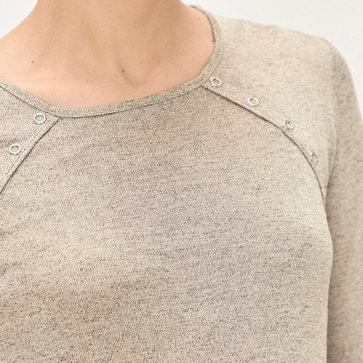 MA GRIFFE - Polera Manga Larga Beige Mujer Magriffe