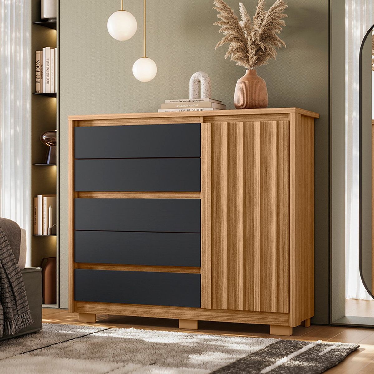 VEKKAHOME - COMODA ZAPATERA DUETO GREY 1P+5C