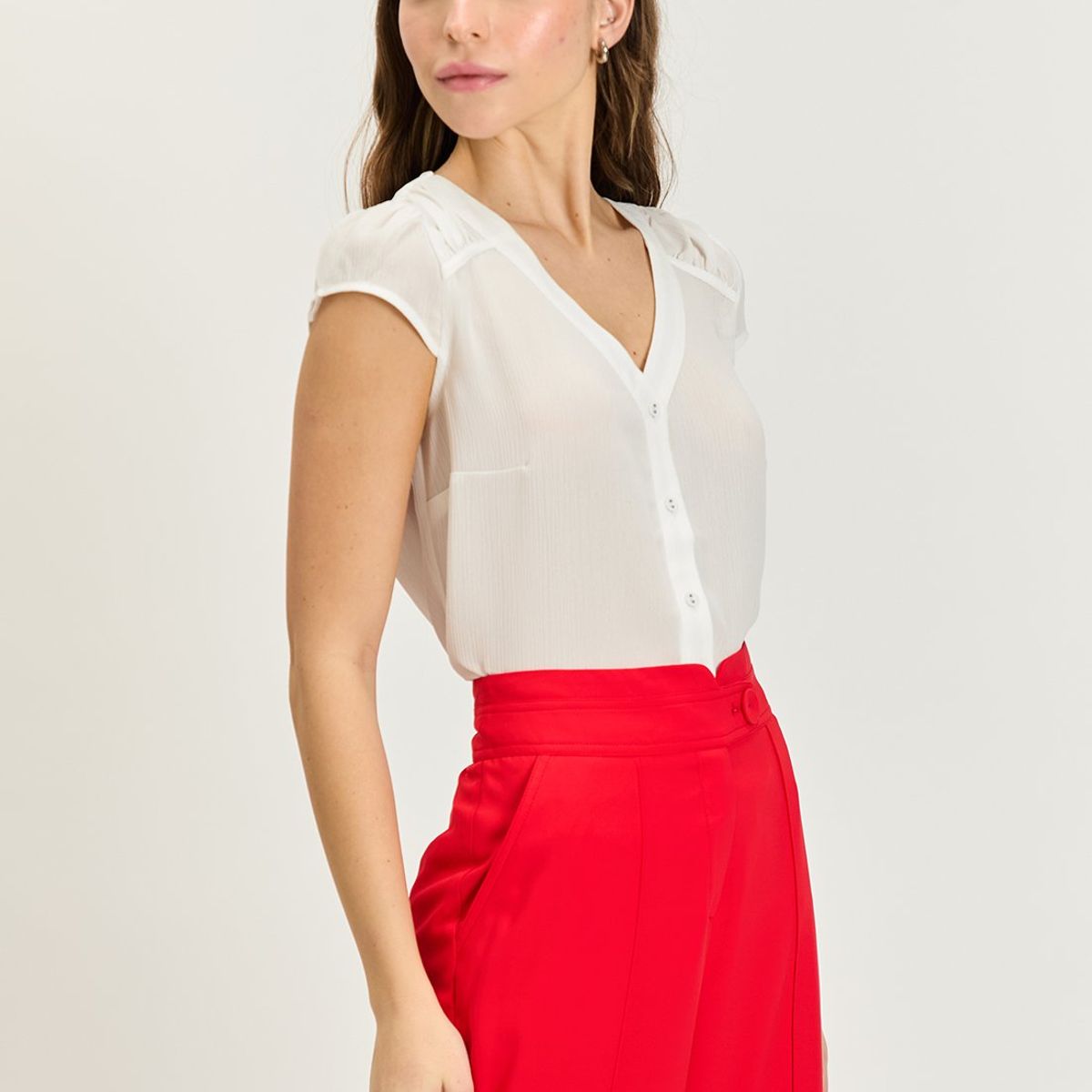 IO - Blusa Manga Corta Crudo Mujer Io