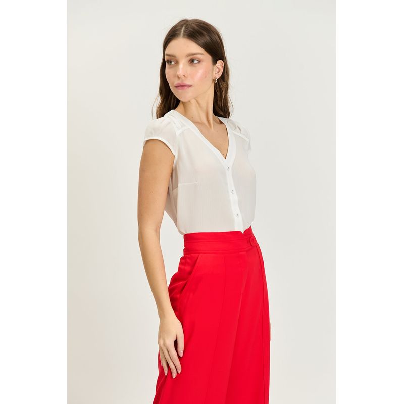 IO - Blusa Manga Corta Crudo Mujer Io