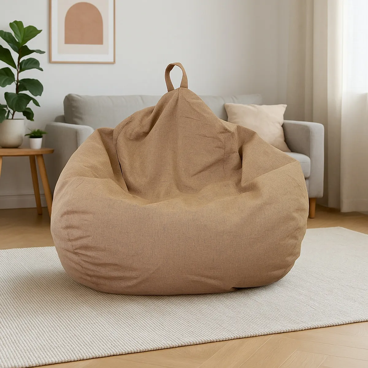 JOYTEK - Puff Pera de Lino talla XL 120x80 MARRÓN