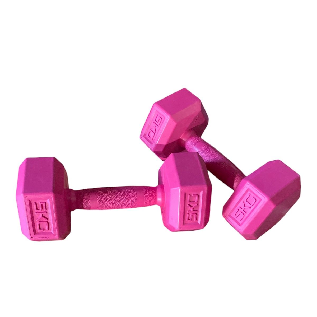 GYMHOME - Mancuerna Hexagonal Recubierta de Goma Rosa 5 kg - par