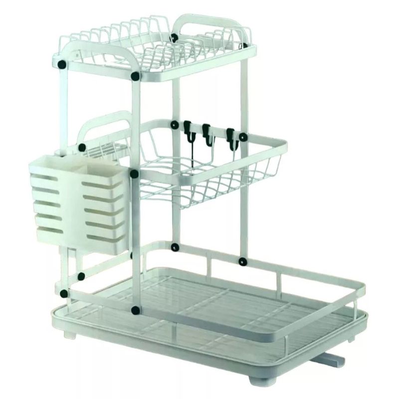 GENERICO - Escurridor De Platos Bandeja 3 Niveles Mj-3042 Color Blanco