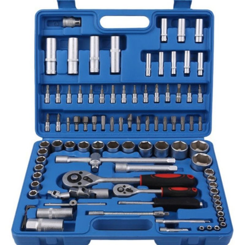 GENERICO - Set Caja Herramientas Dados 94 Piezas Acero Carbono 1/2 1/4