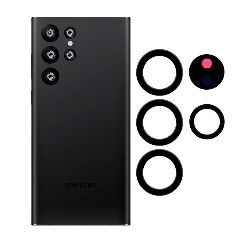 GENERICO - Vidrio de Camara Trasera Compatible con Samsung S22 Ultra