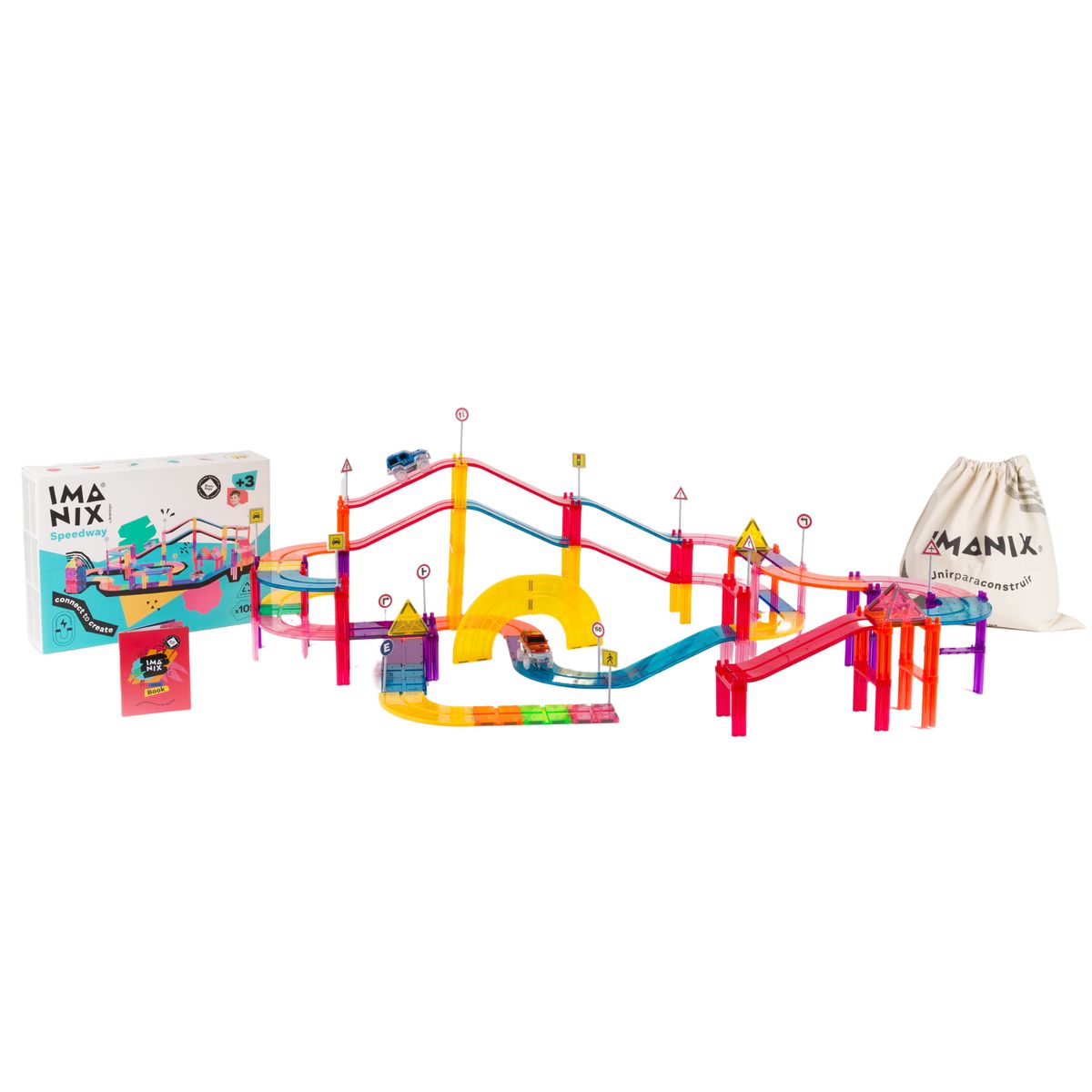 BRAINTOYS - Imanix Pista de Carrera 105 piezas magnéticas