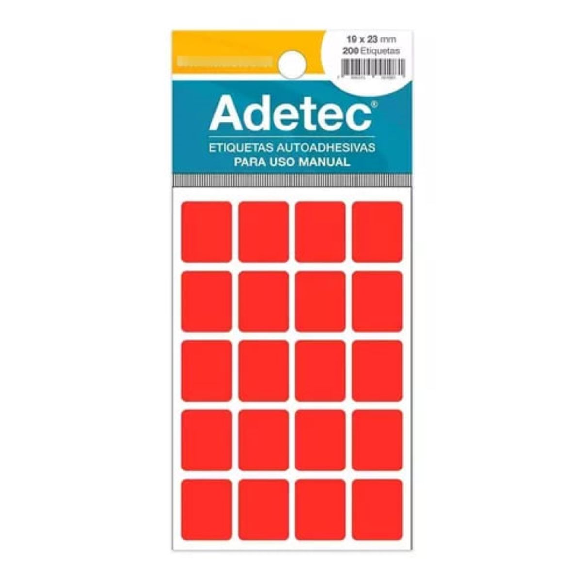 ADETEC - 200 Etiquetas Manuales Rectangulares Fluorescentes 19x23 mm