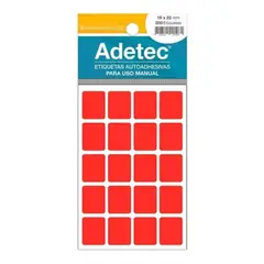 ADETEC - 200 Etiquetas Manuales Rectangulares Fluorescentes 19x23 mm