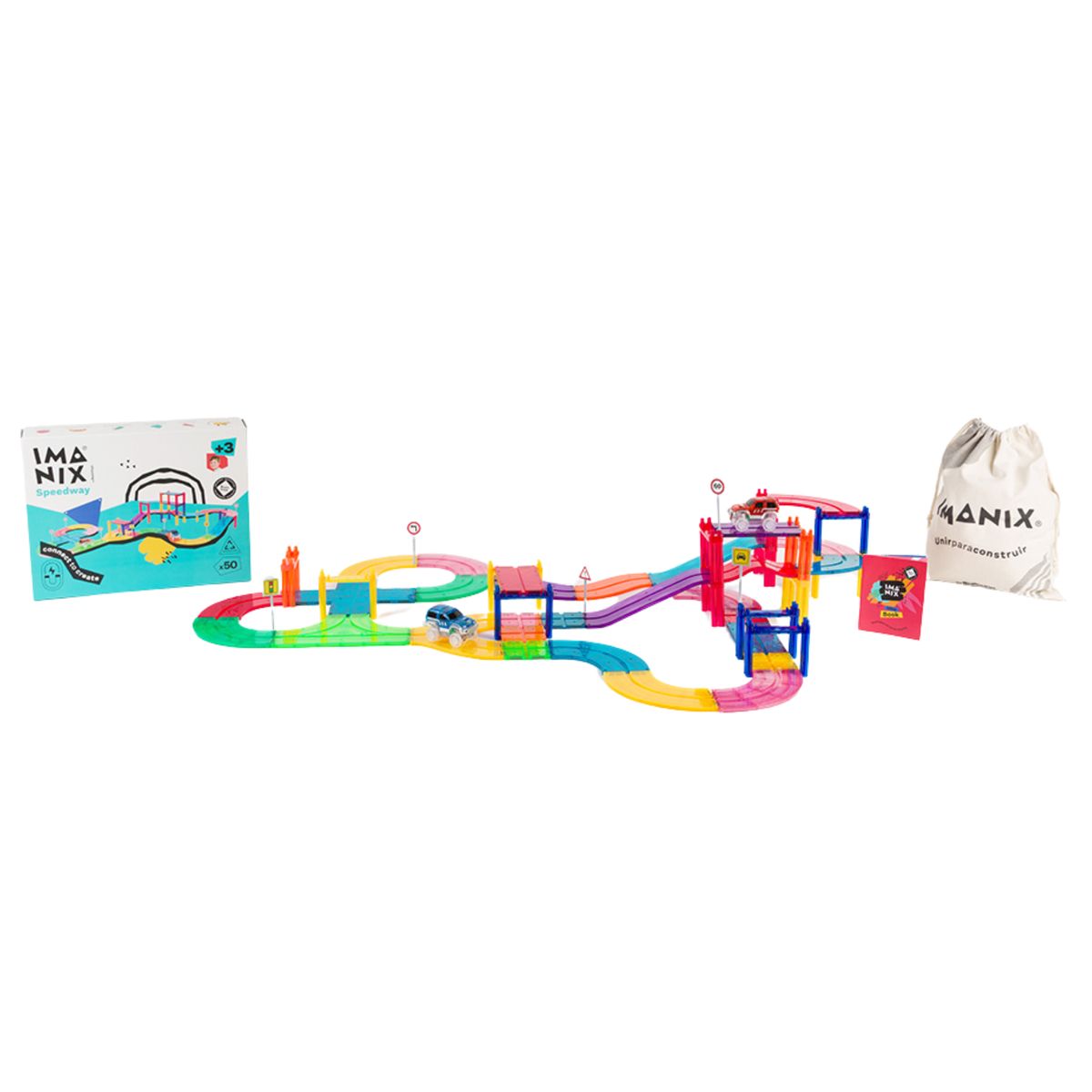 BRAINTOYS - Imanix Pista de Carrera 50 piezas magnéticas