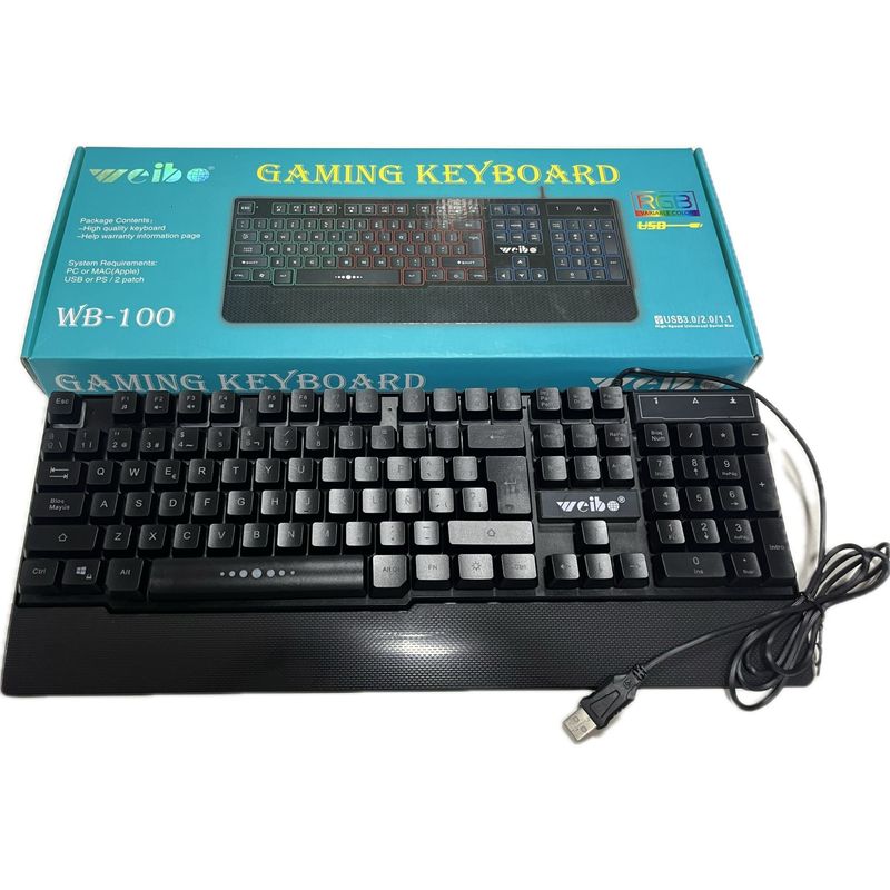 WEIBO - Teclado Gamer Weibo WB-100 Con luz RGB