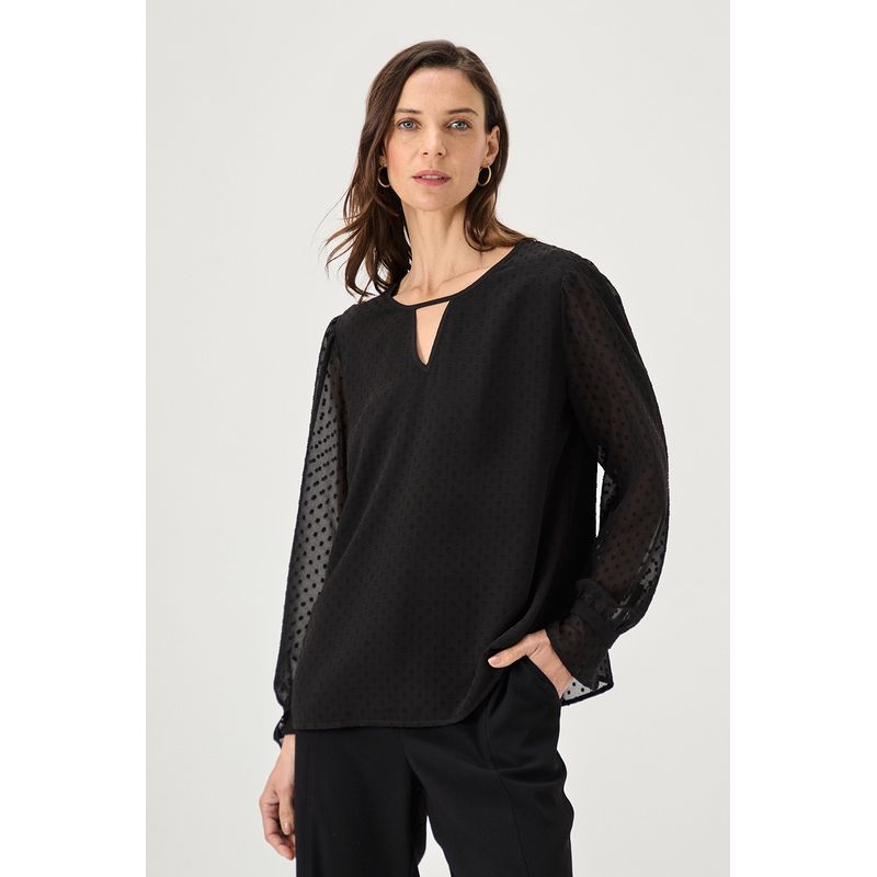 MA GRIFFE - Blusa Manga Larga Negro Mujer Magriffe