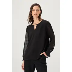 MA GRIFFE - Blusa Manga Larga Negro Mujer Magriffe