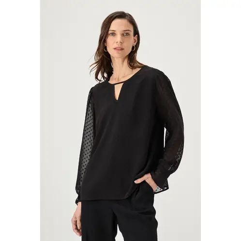MA GRIFFE - Blusa Manga Larga Negro Mujer Magriffe